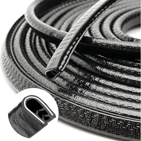 Car Door Edge Guard, 10M Rubber U Seal for Most Cars, Metal, Glass and Boat Grip Range 1-2.5mm Black (1/5)