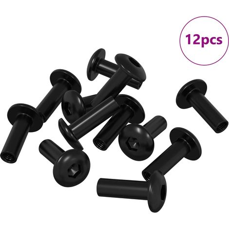 Boulons à Manchon 12 pcs Noir M4 x 14,5 mm Métал
