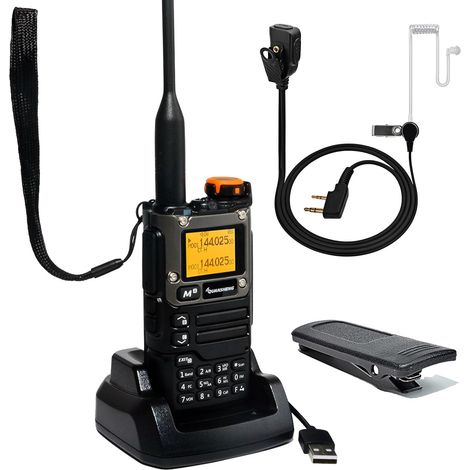 Orange VHF UHF Portable Walkie Talkie FM NOAA UV-K6 Radio bidirectionnelle pour l'extérieur/l'entreposage et la logistique/la Navigation (Noir, avec Tube Transparent) (1/5)