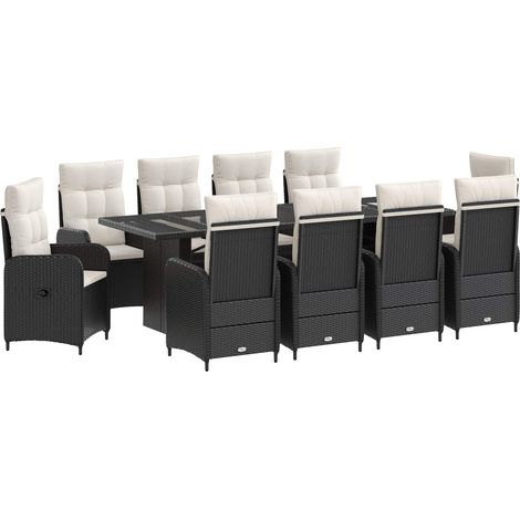 Maison Exclusive - Set da pranzo per esterni 11 pz Nero e Bianco Crema polyrattan (1/5)