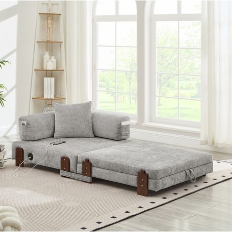 divano seduta compatta funzione letto USB grigio OKMYHOME (1/5)