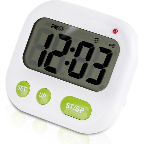 Réveil numérique LCD avec musique et vibration, minuteur de cuisine électronique rétroéclairé (1/5)
