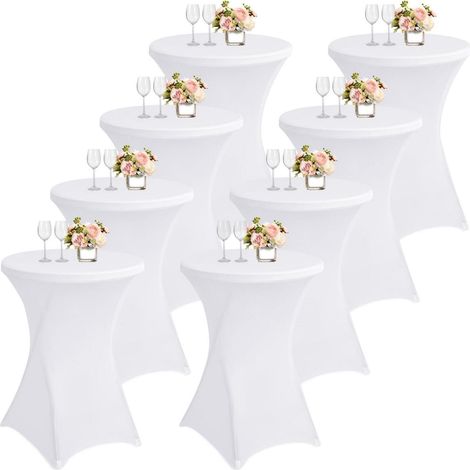 8er-Pack Stehtisch Hussen 80x110cm Weiß Stretch Spandex für Hochzeit & Party