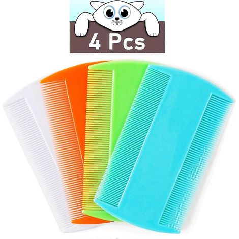 Vlooienkam voor katten, 4-delige luizenkam voor honden, dubbelzijdige kattenkam voor kort haar van huisdieren of mensen, willekeurige kleur (1/5)