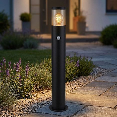 Segnapasso con rilevatore di movimento Outdoor Illuminazione per esterni Piantana da giardino Lampada da terra con rilevatore di movimento, acciaio inox nero fumo, attacco E27, DxH 14x80 cm (1/5)