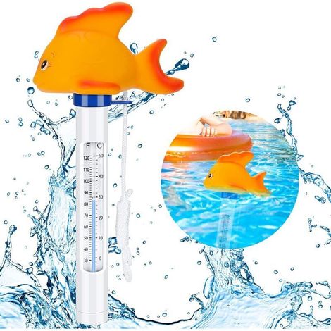 Thermomètre de Piscine, Flottant Pool Thermomètre Utilisé pour Température de l'eau pour Spa Bain Piscines Hot Tub Fish Pond (Poisson Rouge) (1/5)
