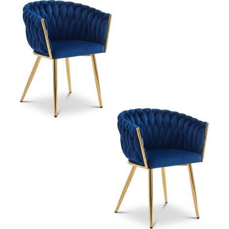 Chaise - leobert - orion - velours bleu marinepieds dores - 61 x 55 x 79 cm - lot de 2 211770216 (1/5)