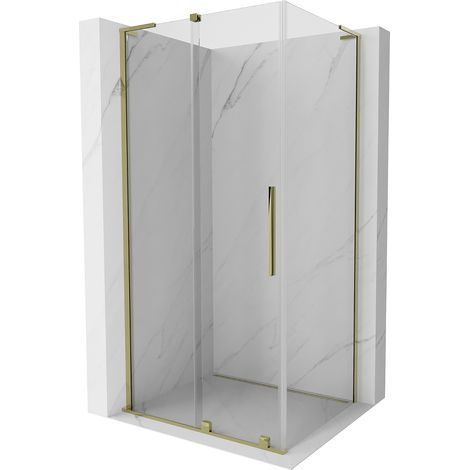 Mexen Velar L Duschkabine schiebbar 90 x 110 cm, transparent, gold - 871-090-110-03-50 (1/5)