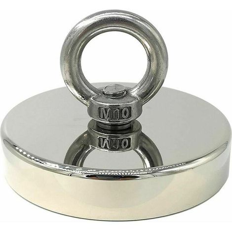 RHG Aimant Néodyme Super Puissant 300kg Idéal pour la Pêche Magnétique Ø 90mm avec Boucle Métal Néodyme