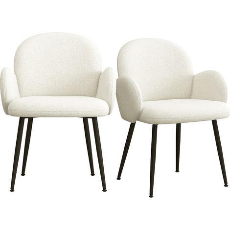 ALICE-Chaise en tissu bouclé Ecru et pieds métal noir (x2) (1/5)