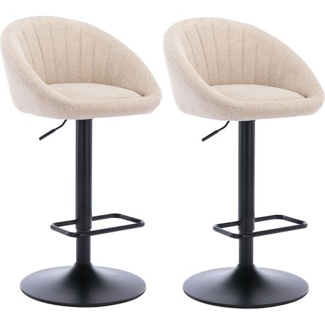 Wahson Tabouret de Bar en Tissu, Chaise de bar Lot de 2 Chaise Haute Cuisine Réglable Tabouret pour Bar/Cuisine, Beige