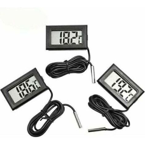 LaBlanc Mini-Digitalthermometer mit LCD-Display und Temperaturfühler für Kühlschränke, Gefrierschränke und Aquarien (3x Schwarz)
