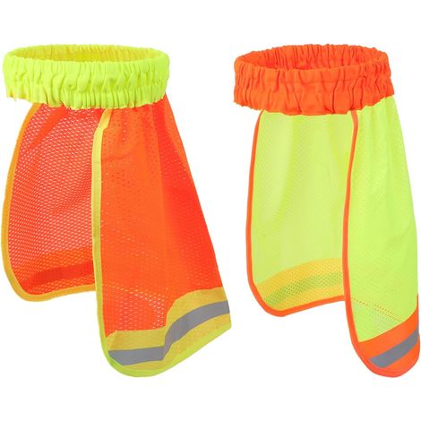 2PCS Rideau Couvre Casque de Chantier Protège Nuque en Maille Pare-soleils Réfléchissante Refroidir derrière Chapeau Amovible pour travailleur extérieu (1/5)