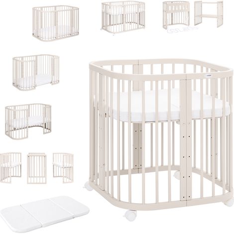 Waldin Cuna Colecho 7 en 1, Madera Cachemira, Sin Textiles