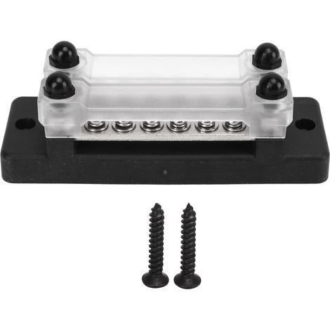 Bloc de distribution électrique DC 12-48V, forte conductivité, résistant à la chaleur, avec socle pour voiture, camping-car, bateau, caravane et yacht. (1/5)