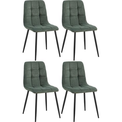 Lot de 4 chaises de salle à manger en velours côtelé vert avec structure en métal noir 45 x 55 x 84 cm 100007668 (1/5)