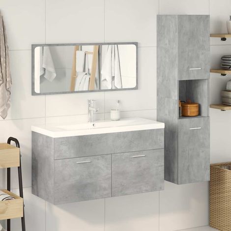 Maison Exclusive - Set Mobili da Bagno 4 pz Grigio Cemento in Legno Multistrato