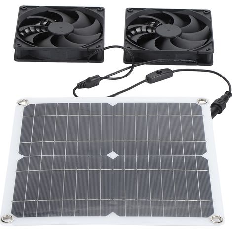 Ortviai Ventilateur solaire 12 W pour serre, poulailler ou abri – kit complet avec panneau photovoltaïque monocristallin IP65