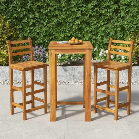 Ensemble Table et Chaise de Jardin 3 pcs - Ensemble Table à manger + 2 chaises Bois d'acacia solide BV904833 - BonneVie (1/5)