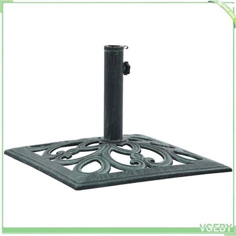 Socle de parasol - FAFEICY - motif rotin - vert - fonte 12 kg - 49x49x33 cm - adapt. 35/38/48 mm (1/5)