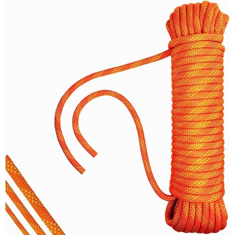 Rope Corde multi-usages en polypropylène, corde d'ancrage, corde en nylon, corde tressée, orange (orange, 12 à 20 m) (1/5)