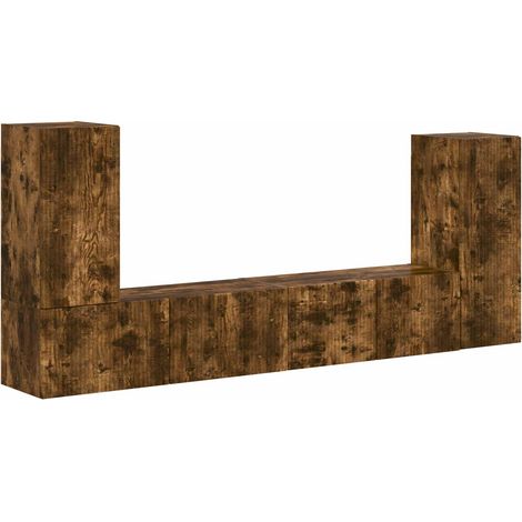 Ensemble meuble TV 4 pcs Chêne fumé Bois d'ingénierie