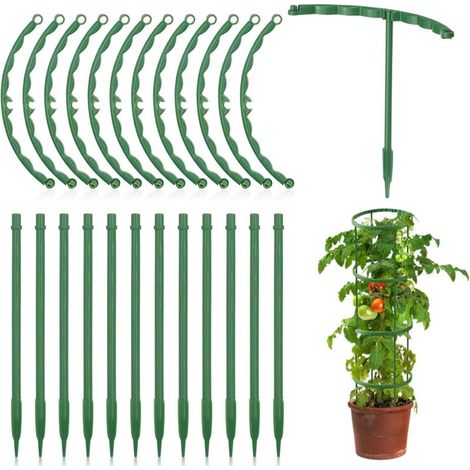 Climbing Plant Support, 12 Pieces, Half-Round, Green, Adjustable Height, Plant Supports for Tomatoes, Monstera, and Climbing Plants, 14 x 14 cm (1/5)