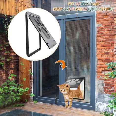 Cat Flap, 29 x 24 cm, Automatic Insulating Mosquito Net Door for Cats, Cattle and Black Cats, Lockable, Easy to Install for Medium Small Cats Dogs (1/3)