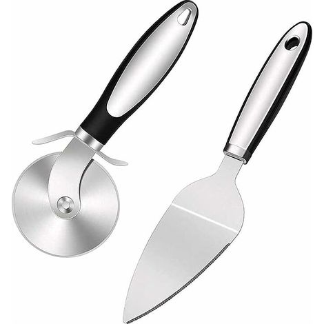 Set découpe pizza professionnel, roulette à pizza avec pelle, lame acier inoxydable, poignée ergonomique PP – DELKEVIC (1/5)