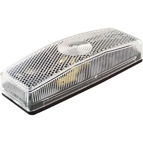 Feu de position blanc 12V – Modèle à poser avec ampoule incluse – Dimensions 110 x 40 x 25 mm – Entraînement rapide avec entraxe 45 mm – Aj.Ba