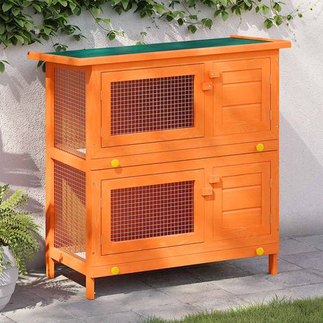 vidaXL Jaula de madera para conejos pequeños de exterior con 4 puertas (1/5)
