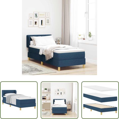 Lit moderne - Lit à ressorts avec matelas Bleu 80 x 200 cm tissu (1/5)