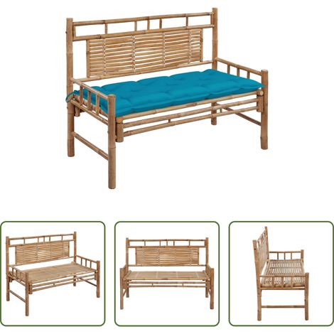 vidaXL Auflage - Gartenbank mit Auflage 120 cm Bambus (1/5)