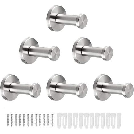 Handtuchhaken fürs Badezimmer 6 runde Kleiderhaken stabiler Wand-Bademantelhaken robuster Kleiderbügel aus Edelstahl SUS 304 Wandhandtuchhaken (1/5)