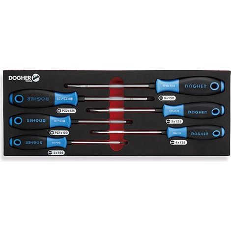 Tablett kombinierbar mit 6 Schlitzschraubendrehern und PZ, Industrial Plus  DOGHER 300-081