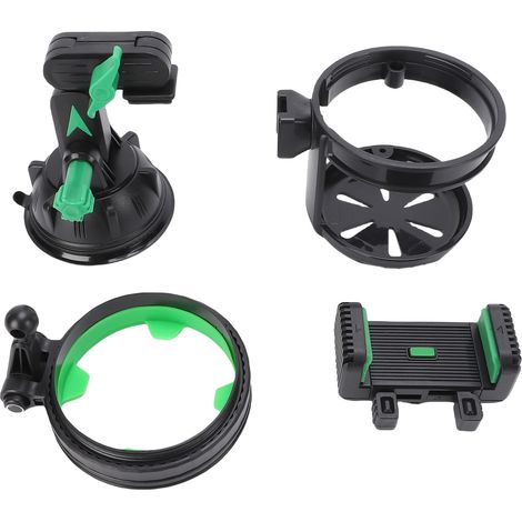 Support de téléphone pour porte-gobelet de voiture, 2 en 1, aspiration rotative à 360 °, convient aux téléphones de 4 à 7,2 pouces, pour pelle, grue, fourgon, camion, tige courte - Vert (1/5)