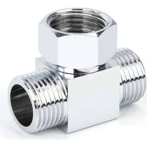 Vanne de Connecteur 3 Voies, Adaptateur de Toilette en Forme T, Laiton Remplacement Vanne de Dérivation Douche Accessoires, avec écrou Pivotant pour la Salle de Bain Pulvérisateur (1/5)