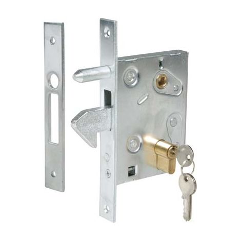 SERRATURA CANCELLO INFILARE A GANCIO 447 IBFM  B.Q ZINC F.MM 25 C.SAGOM M1+Q8 E.MM 60