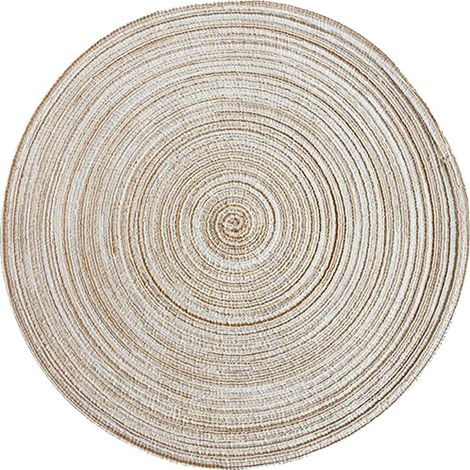 Sets de table ronds en osier, sets de table ronds, lot de 6, sets de table en coton, lavables, résistants à la chaleur, 36 x 36 cm (beige) (1/3)