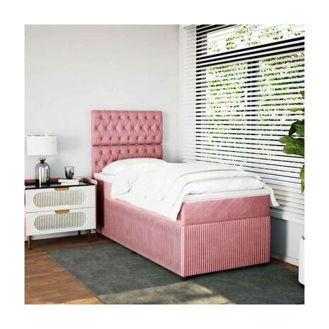 Sommier et matelas Snowco en velours rose (80 × 200 cm), velours doux et confortable, pour chambre, décor moderne, facile à assembler (1/5)