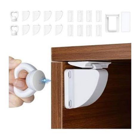 Sécurité Enfants Magnétique, Verrouillage Magnétique D'armoire 8 Serrures avec 2 Clés, Verrouillage Magnétique Invisible pour (1/4)