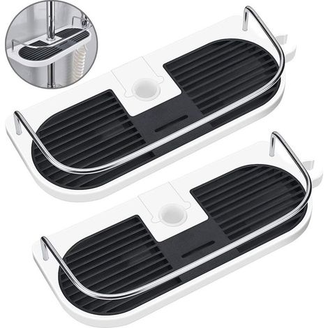 2PCS Sans Perçage Étagère de Douche pour Rail de Douche - Support D'organisateur de Salle de Bains pour le Shampooing, Adapte le Rail de 19mm - 25mm(32125.5cm) (1/5)