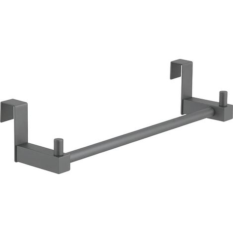 Kibath Toallero sin taladros de 36 cm acabado GUN METAL fabricado en acero inoxidable