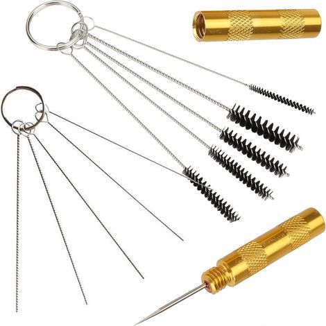 Brosse de nettoyage - 5 brosses différentes pour le nettoyage des aérographes + 5 aiguilles différentes pour le nettoyage et le nettoyage des pinceaux. (1/5)