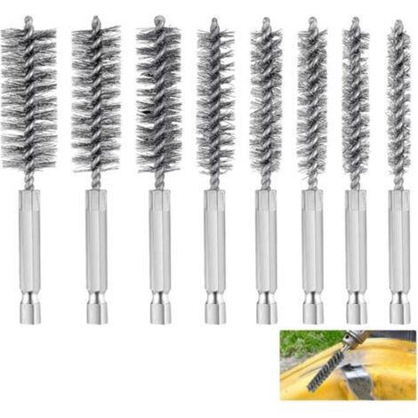 Brosse à Trous en Acier Inoxydable, 8 pièces Brosse Cylindrique Pour Perceuses, 8 Tailles de Brosse Métallique Cylindrique, pour Enlever la Rouille(8mm, 9mm, 10mm, 11mm, 13mm, 15mm, 17mm, 19mm) (1/5)