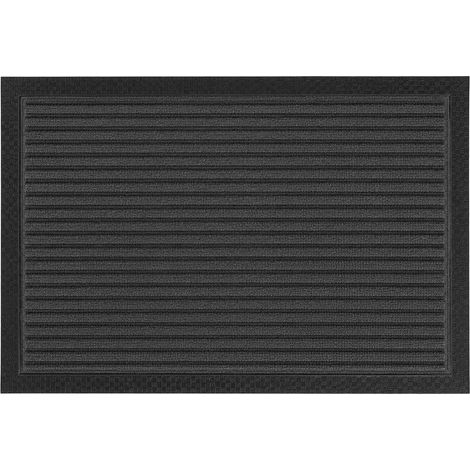 Relaxdays Polypropylene Doormat, Striped, Weatherproof, Non-slip, Indoor & Outdoor Doormat, Dirt-trapping Mat, Black (1/5)
