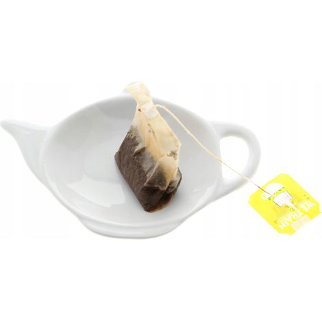 PLATO DE PORCELANA BLANCA PARA BOLSITAS DE T脡, SOBRES, CUCHARA (1/5)