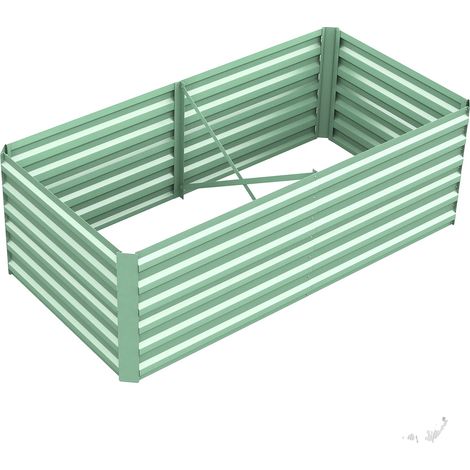 Huerto elevado, construcción metálica resistente, montaje rápido, color verde, 240x120x60cm. (1/2)