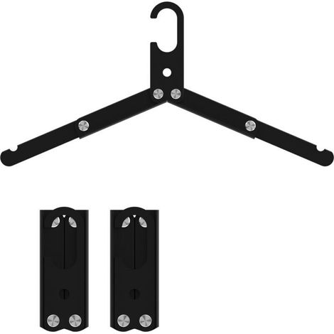 SABIR Pack de 3 Cintres en Aluminium Premium, Pliables et Portables pour Vêtements et Chaussettes, Idéal pour Les Voyages et l'Usage Domestique, Noir (1/4)