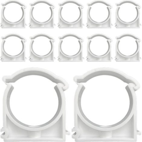 Packung mit 12 weißen Schlauchschellen für Rohre, weiß  40 mm Innendurchmesser, langlebig, Ringverschluss, einfache Montage, sichere Befestigung, geeignet für industrielle Anwendungen (1/5)